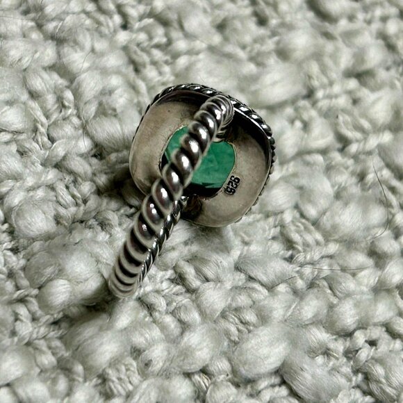Vintage Sterling Silver Ring With Checkerboard Cut Green Quartz - Picture 4 of 4